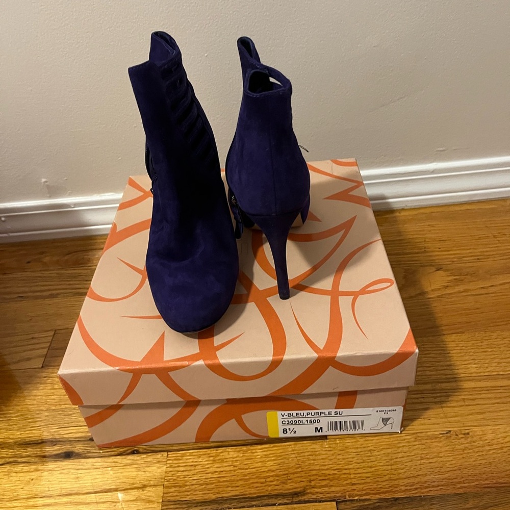 Via Spiga Deep Purple Heeled Boots - Picture 3 of 4